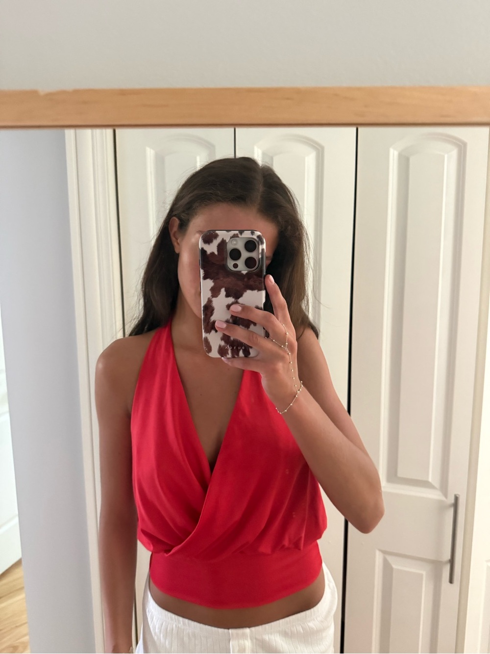gaze Red Halter Draped Crop Top